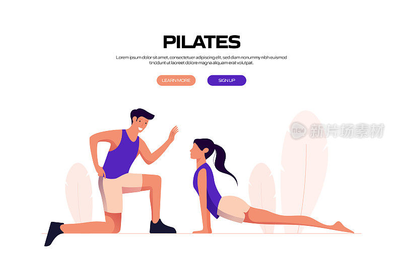 Fitness and Workout Concept Banner Design. Modern Flat Style Vector Illustration